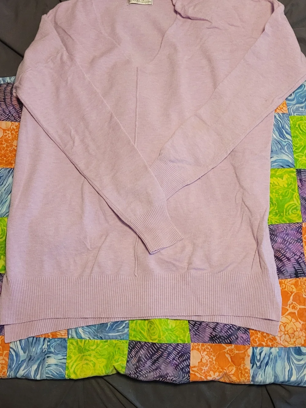 Zenana Outfitters Lavender V-Neck Sweater - Soft Lilac Gray Flare LOUNGE PANTS